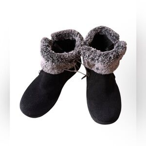 Khombu  winter boots Khombu  snow  Womens 7M Lisa Black Leather Faux Fur Zip